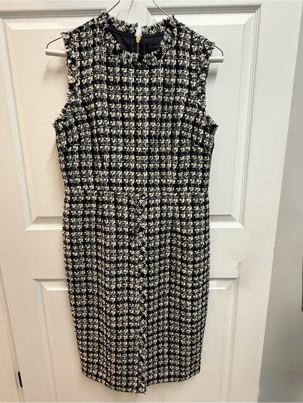 Donna Karan New York Black Plaid Tweed Sheath Dress